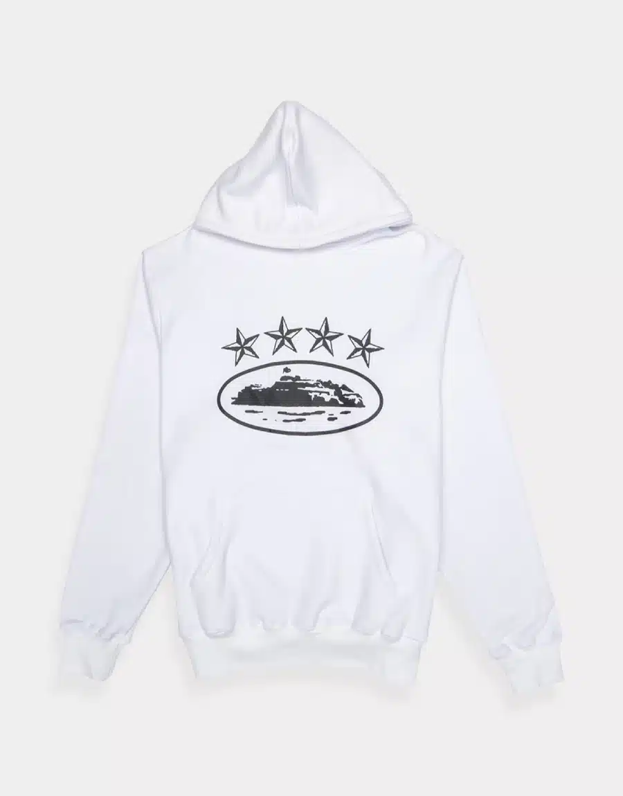Corteiz 4Starz Alcatraz Hoodie White Corteiz 4Starz Alcatraz Hoodie White